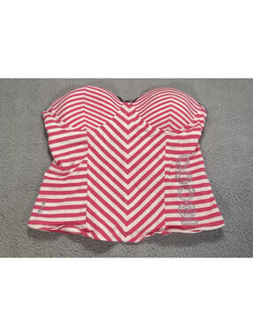 Coogi XL Women Pink Stripe Tube Top Halter Tank Top vtg y2k